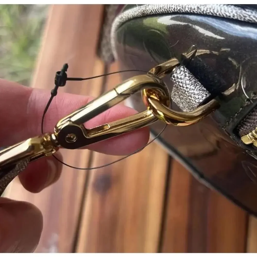 NWT Calvin Klein Brown Patent Ashley Barrel Bag Satchel Purse Crossbody - Picture 6 of 7